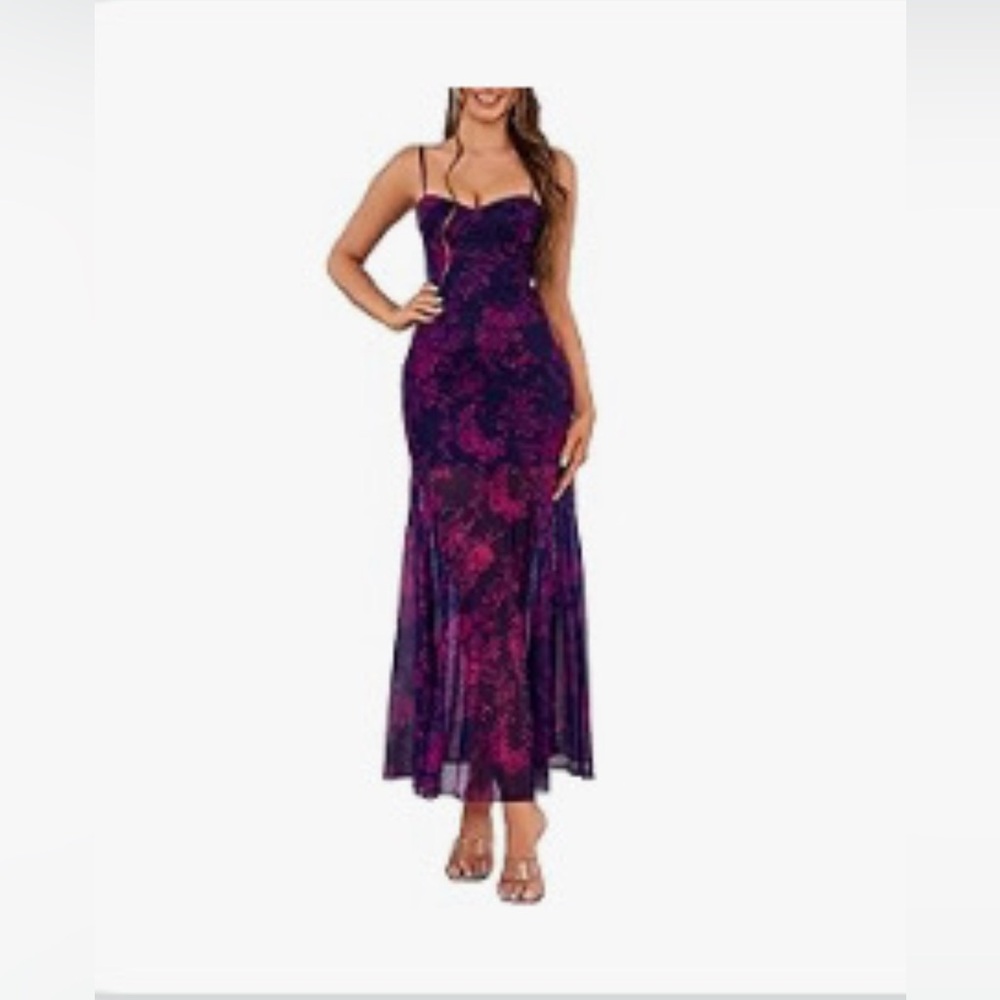 Parthea Women’s Spaghetti Strap Flowy Dress Purple Size Small